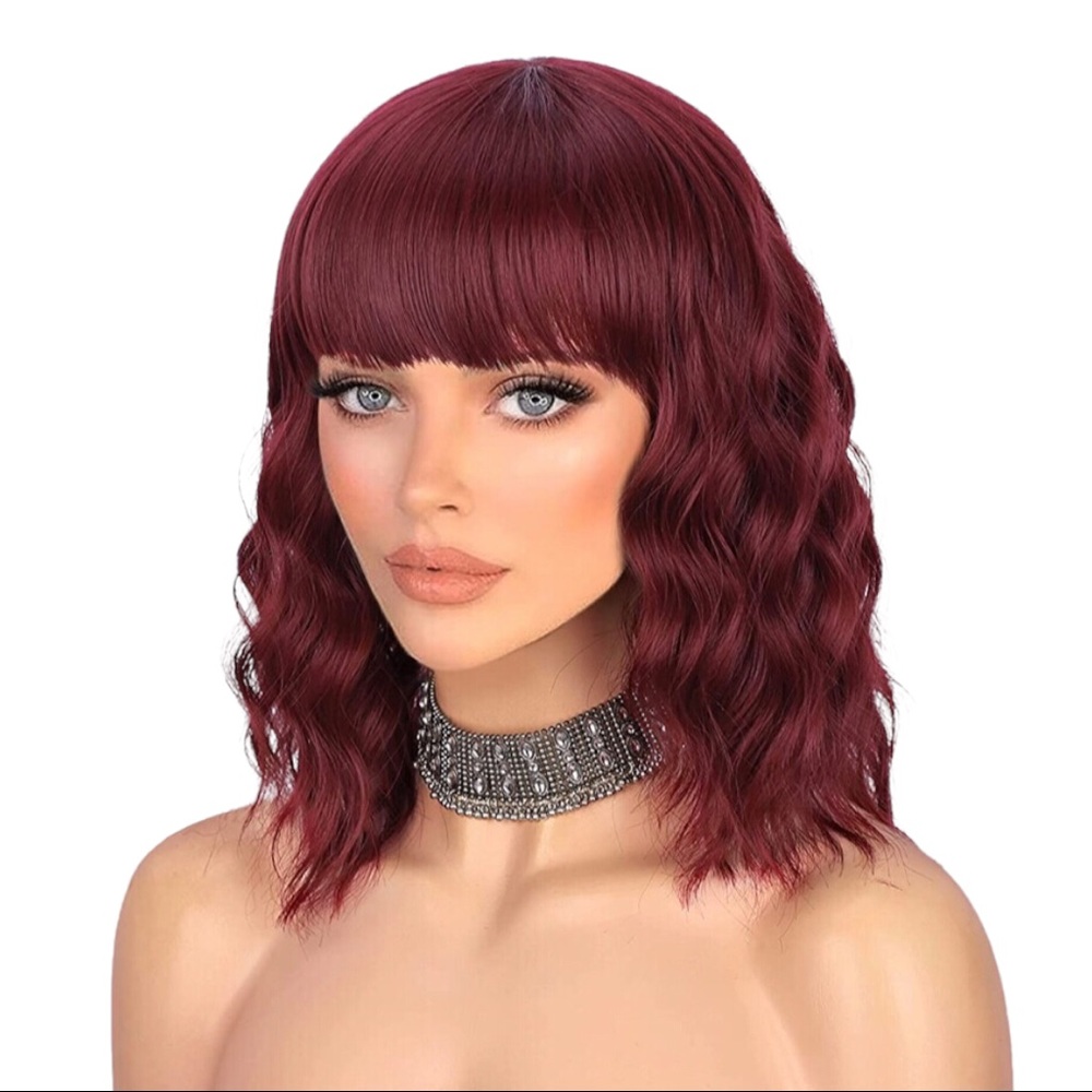 14” Heat Resistant Wine Red Wig